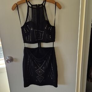 Bebe Black Mesh Detail Dress